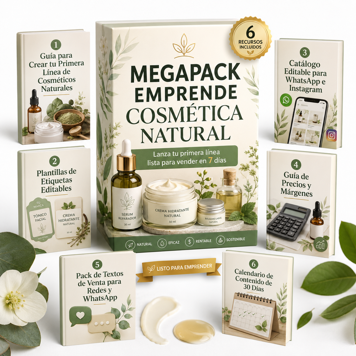 MEGAPACK EMPRENDE COSMÉTICA NATURAL: Lanza tu primera línea lista para vender en 7 días